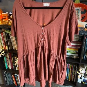 Anthropologie Shirt, Size 2X, Burnt Orange! So cute